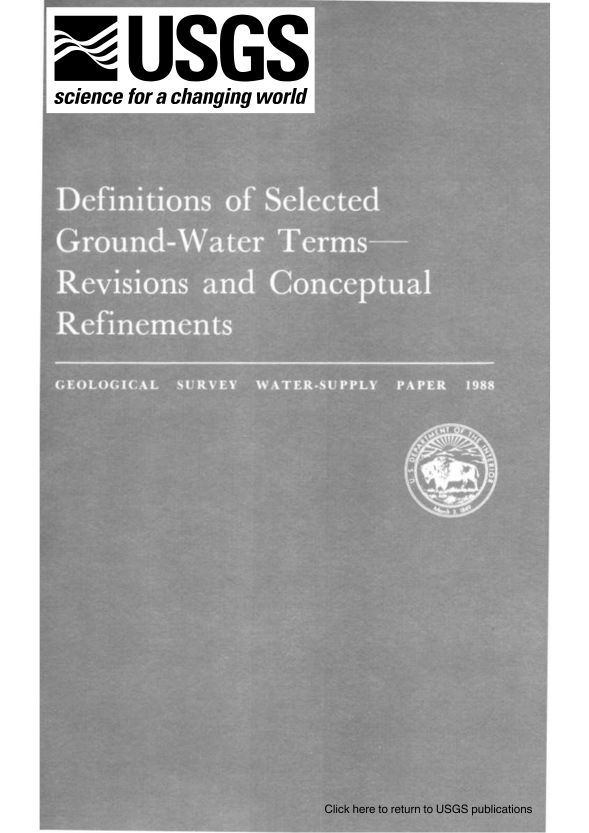 definitions of selected ground water terms—revisions and conceptual refinements cover